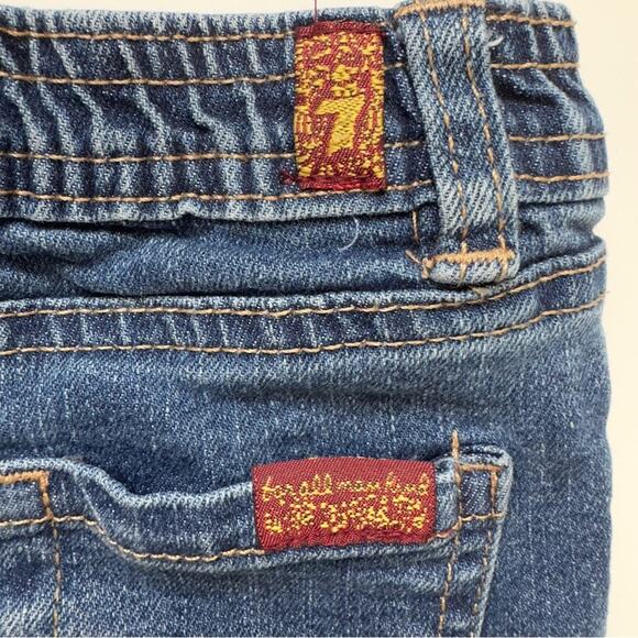 7 For All Mankind Denim Jean shorts cotton spandex stretch snap fly dark Wash - Picture 5 of 11